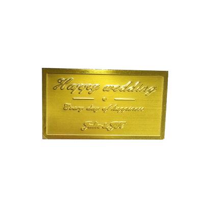 China Europe Embossed Aluminum Metal Logo Sticker For Happy Wedding Decoration for sale