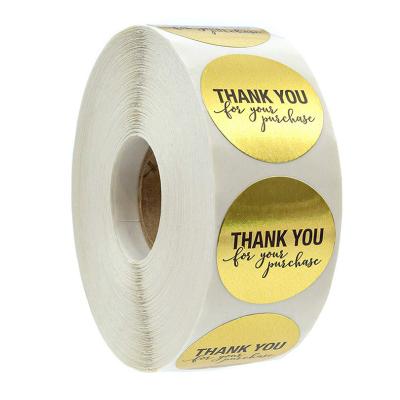 China Waterproof 1.5 Inch In Stock Gold Thank You Sticker Vinyl Labels Sticker Roll for sale