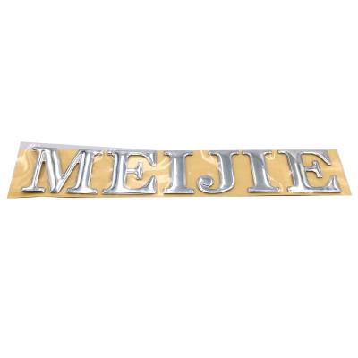 China Waterproof 3D Chrome Soft Plastic Texts PVC Vinyl Silver Letter Adhesive Label Sticker for sale