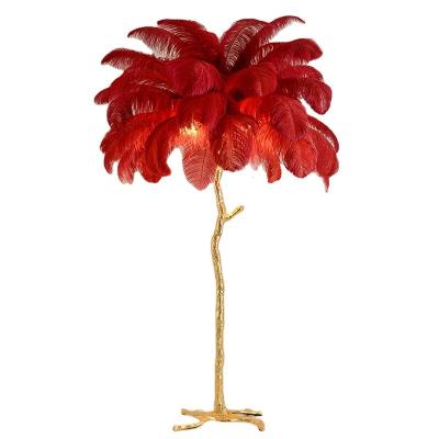 China Ostrich JLF-4991 Ostrich feather position post-modern Nordic decorative luxury floor lamp home living room for sale