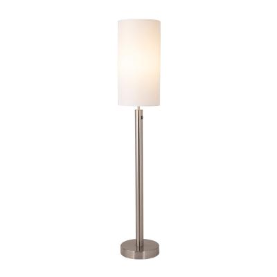 China JLF-3228B Modern Modern Cylinder Canvas Shade Fabric Floor Lamp For Hotel Room Bedside Floor Lamp Silver for sale