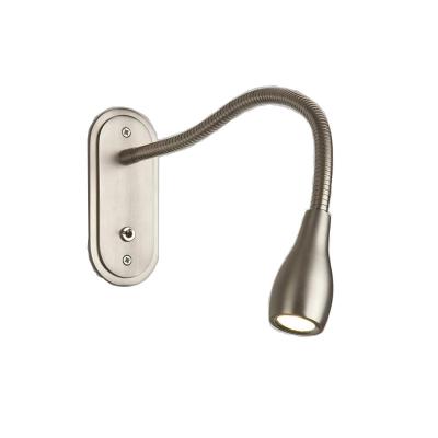 China JLW-A031 Satin Nickel Modern Single Gooseneck LED Headboard Hotel Motel Wall Lamp for sale