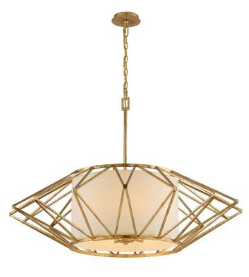 China Modern Rustic Ivory Metal Canvas Home Lamp JLP-H80 Gold Leaf Chandelier Lamp American Restaurant 2 Suites Hotel for sale