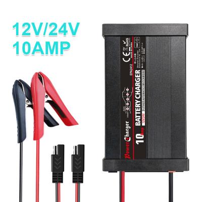 China Standard Battery Charger 12V And 24V Lead Acid Battery Smart Battery Charger For Car 12v 24v 10A for sale