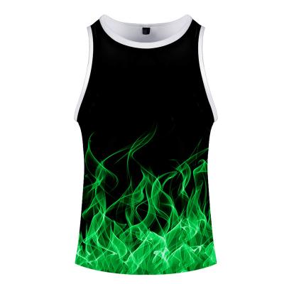 China QUICK DRY Mens Tank Top Mesh Fabric Beach Style Quick Dry Vest 3d Sublimation Polyester Printed Custom Mens Tank Top for sale