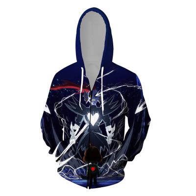 China Hot Sale Anti-Wrinkle Zipperable Polyester 3D Digital Printing Dirt Resistant Customizable Pattern Zipper Hoodie For Leisure Outdoor Sports for sale