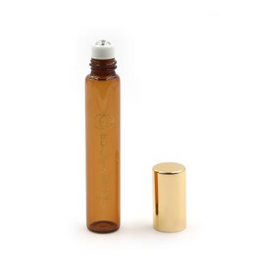 China Custom Aluminum Lid Deodorant Personal Care Gold Glass Roll 10ml 12ml 15ml On Bottle for sale