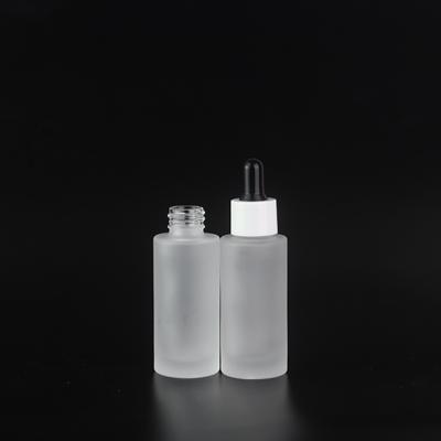 China Personal Care Empty Frosted Glass Bottle With Screw Lid Replaceable Cosmetic Serum Bottle 20ml 30ml for sale