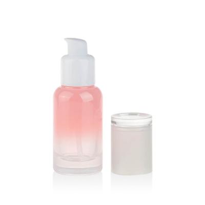 China Beautiful Custom Cosmetic Pink Color Personal Care Packaging Luxurious Glass Bottle 40ml 100ml 120ml for sale