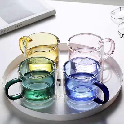 China Amazon Hot Selling Disposable Double Wall Coffee Cup Colorful Glass Tea Cup for sale