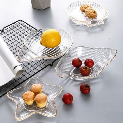 China Handmade Unique Shaped Transparent Star Viable Shell Shape Decorative Food Plate Home Decoration Tableware Ice Storage for sale