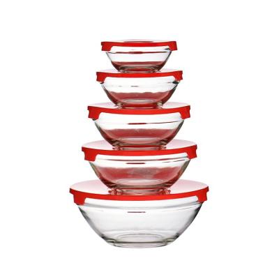 China Wholesale 5 Pcs Hot Selling Viable Cheap High Quality Food Kitchen Cookware Glass Bowl Heat Resistant Set for sale