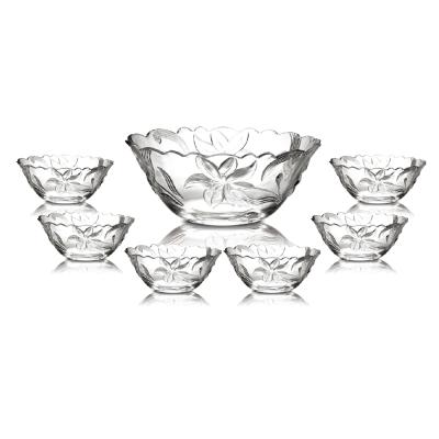 China Viable Wholesale Elegant Cheap Flower 7 Pcs Glass Salad Bowl Glass Bowl Set for sale