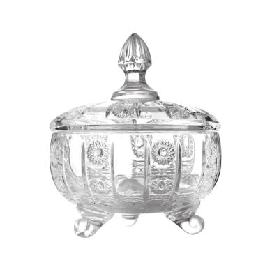 China High Quality Viable Decorative Glass Candy Sugar Box Glass Candy Jar Storage Jar For Storage With Lid for sale