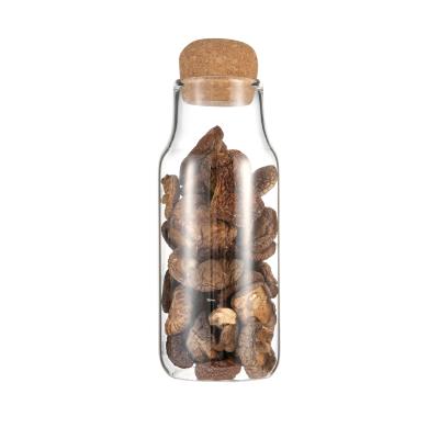 China Clear Glass Jar Stocked Food Storage Handmade High Quality Glass Jar Bottle With Cork Stopper for sale