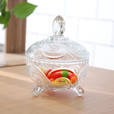 China New Style Glass Candy Jar Wholesale Glass Sugar Bowl Sustainable Hot Selling Bright Candy Jar for sale