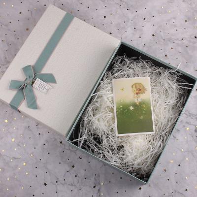 China Recycled Materials Sell Gift Box Color Matching Sky And Earth Cover Birthday Gift Box Cosmetic Gift Set Wholesale Packaging Box With Ribbon for sale