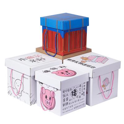 China Recycled Materials Wholesale Snacks Storage Packing Box New Year's Gift Airdrop Box Gift Place Wedding Gift Cardboard Packaging Box for sale