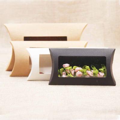 China 2022 Recyclable Simple Elegant New Arrival Pillow Packaging Pillow Fancy Folding Soft Paper Box Recyclable Paper Boxes With Window for sale