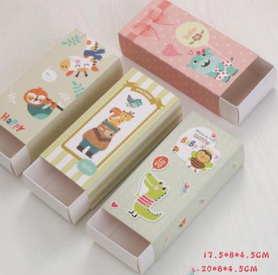 China Creative Wholesale Creative Recyclable Drawer Folding Gift Box Food Paper Box Cartoon Bangs Panties Card Universal White Paper Box for sale