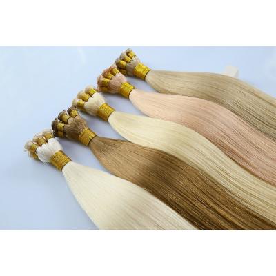 China Silky Straight Double Wave Factory Supply Thick Russian Hair Hand-tied Hand-tied Hair Extension for sale