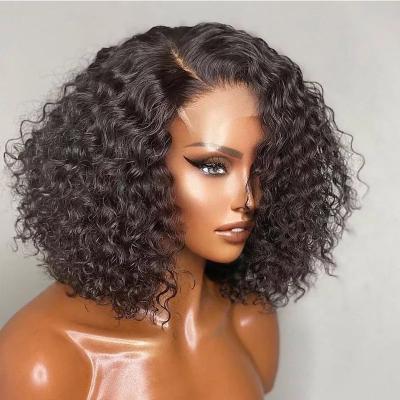 China Jerry Curl Deep Curly Wigs For Women Hair Color Transparent Full Free Part Short Curly Wig Pixie Cut Hair Wig for sale