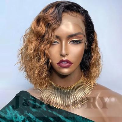 China Other 1b/27 ombre color short curly hair wigs 13x4 brown lace front wig cheap virgin hair lace wigs for black women for sale