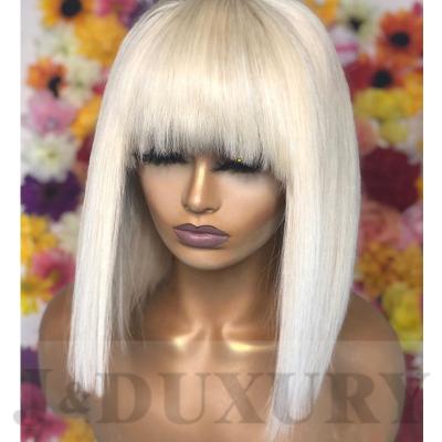 China Preplucked Wig 613 Lace Frontal Wigs For Black Women Short Dangle Hair With 200 Bangs 13*6 Density Full Gluess Hd Transparent Lace Wig for sale