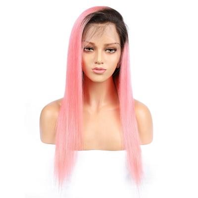 China Virgin curly curl cuticle lined ombre 1B wig headband 360 lace brazilian human hair wig cheap pink color silky straight hair hd lace wigs for sale