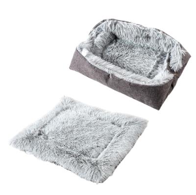 China 2020 New Travel Type Whole Sale Plush Dog Cat Mat Bed Double Cushion for sale