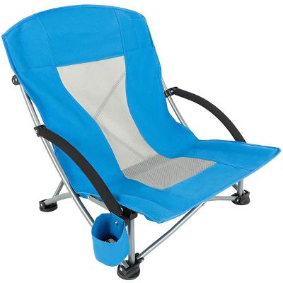 中国 Modern Blue Ergonomic Design Low Folding Mesh Back Outdoor Beach Chairs 販売のため