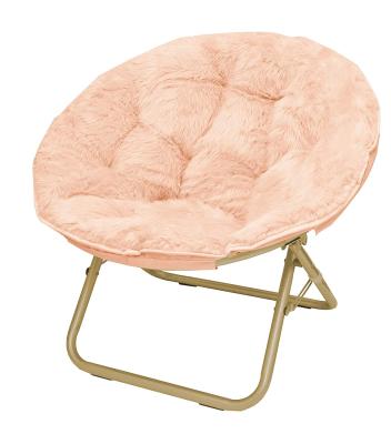 中国 Comfortable Soft Furry Moon Chair Padded Round Design Moon Chair Ultralight Foldable Metal Frame 販売のため