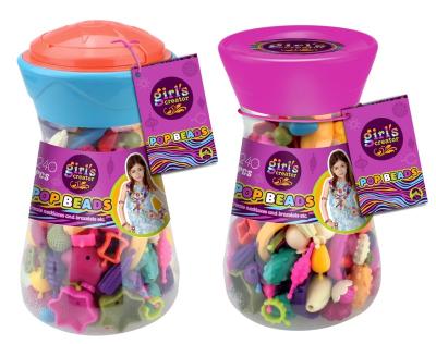 China MBK Eco-friendly Material TOYS Whole Sale Eco-friendly DIY Jewelry Beads Toys Plastic POP Beads Toys (240pcs) For Kids for sale