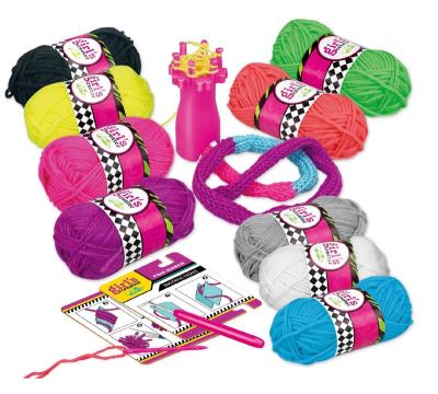 China Eco-Friendly Non-Toxic MBK TOYS High Quality Pom Pom Scarf Play Set Kids Fashion Popular Scarf Knitting Weaving Toys with Knitting Machine for sale