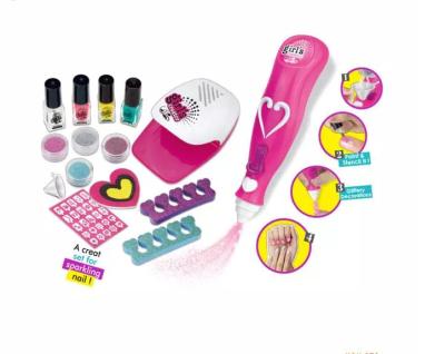 China Safety MBK PLAYS Girls To Pretend Play Toys Makeup Set Nail Polish Beauty Cosmetic Set With Carry Dryer For Kids for sale