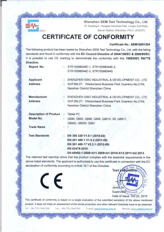 CE - Shenzhen Sibo Industrial & Development Co.,Ltd