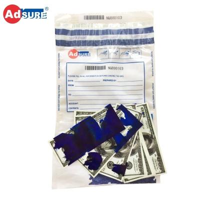 China Custom High Quality Deposit Ink Cash In Transit Cash Security Permeable Bag For Cash In Transit for sale