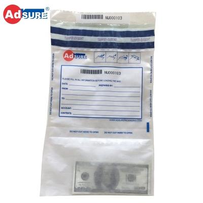 China Custom Breathable Permeable Evidence Disposable Plastic Bag / Bank Deposits Bags / Security Tamper Proof Bags for sale