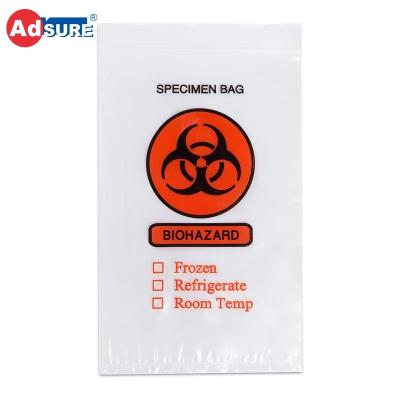 China Disposable Wholesale Lab Use Plastic Biohazard Pathology Specimen Transport Ziplock Bag With Double Pocket For Document for sale