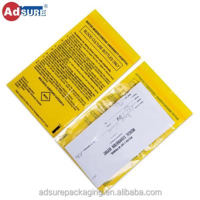 China Ziplock / Self Adhesive Seal / Heat Seal Customized Blood Transport Bag / Sterile Medical Specimen Bag / 95 Kpa Specimen Bags for sale