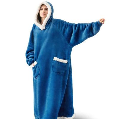 China Anti-wrinkle Hoody Blanket Long And Warm Fleece Solid Cuddly Hoodie Blanket for sale