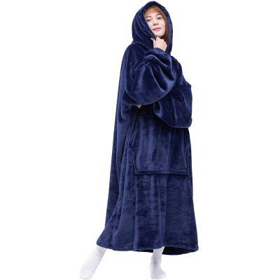 China Anti-Wrinkle Hoodie Blanket With Sleeves Female Fleece Winter Fleece Pocket Hooded Oversized for sale