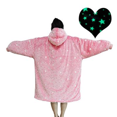 China Anti-wrinkle Sherpa Blanket Sweatshirt With Hood And Pockets And Sleeves Bright Hoodie Blanket for sale