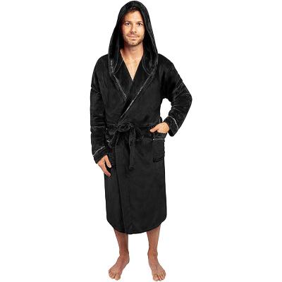 China QUICK DRY Mens Fleece Bathrobes Long Plush Hooded Robe For Men for sale