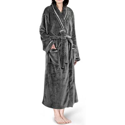 China QUICK DRY Women's Fleece Bathrobe Shawl Collar Soft Plush Spa Robe for sale