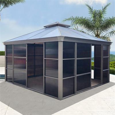 China Outdoor aluminum gazebo patio\garden\balcony\garden factory wholesale outdoor gazebo 4x4m square with double roof pcb for sale