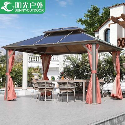 China PCB Weather Resistant Outdoor Furniture Patio Roof Gazebo Pergola Gazebo Tent with Curtain and Net for sale