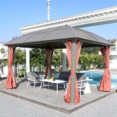 China 300*400cm new outdoor gazebo windproof patio design aluminum view tent with hardtop roof for sale