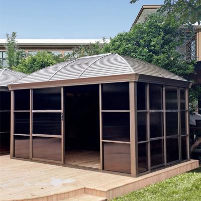 China Professional Manufacturer Windproof Outdoor Galvanized Gazebo With Aluminum Metal Roof Sunroom for sale