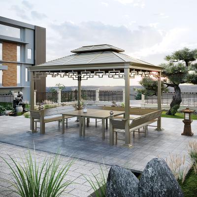 China Patio\Garden\Cottage\Flat Yard Leisure\Beach 300x400CM Outdoor Gazebo Galvanized Roof Gazebo With Chairs Gazebo Table And Furniture Set for sale